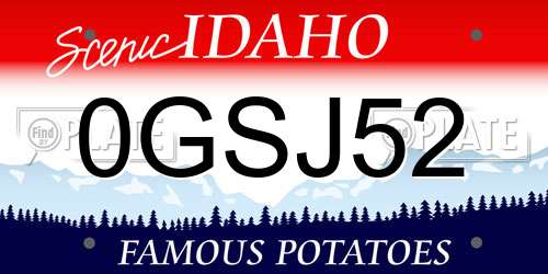 0GSJ52 Idaho License Plate