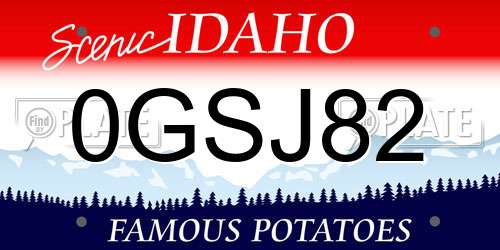 0GSJ82 Idaho License Plate