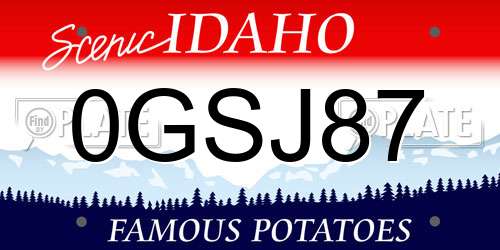 0GSJ87 Idaho License Plate