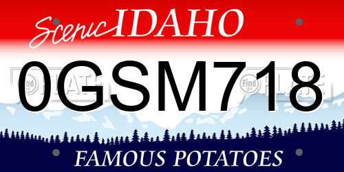 0GSM718 Idaho License Plate