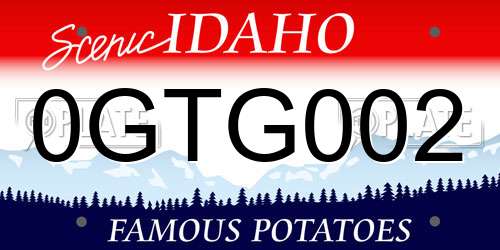0GTG002 Idaho License Plate