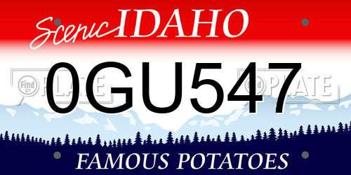 0GU547 Idaho License Plate