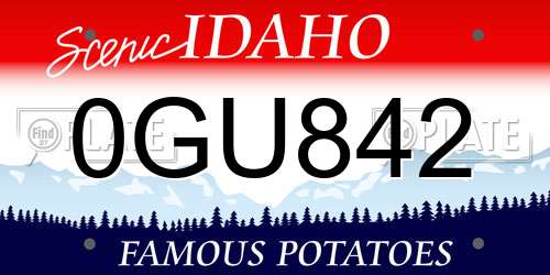 0GU842 Idaho License Plate