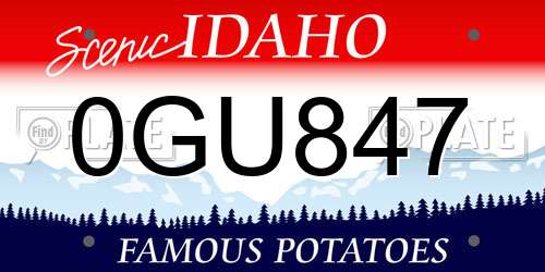 0GU847 Idaho License Plate