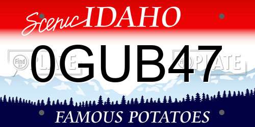 0GUB47 Idaho License Plate
