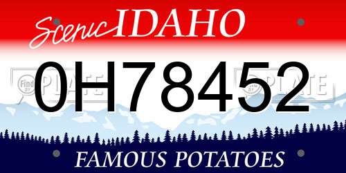 0H78452 Idaho License Plate