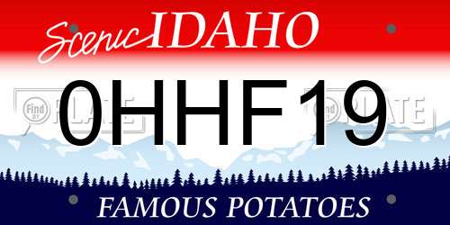 0HHF19 Idaho License Plate