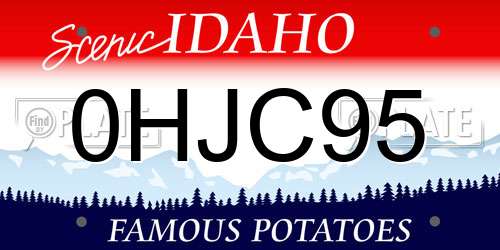 0HJC95 Idaho License Plate