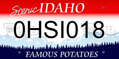 0HSI018 Idaho License Plate