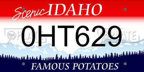 0HT629 Idaho License Plate