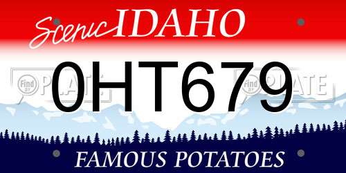 0HT679 Idaho License Plate