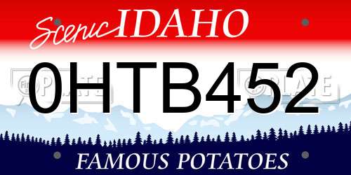 0HTB452 Idaho License Plate