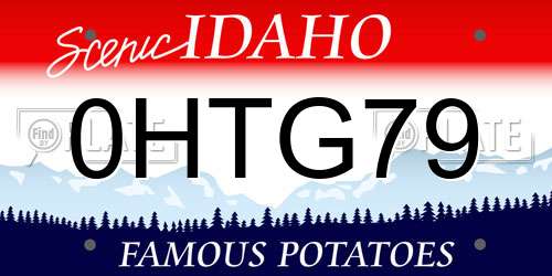 0HTG79 Idaho License Plate