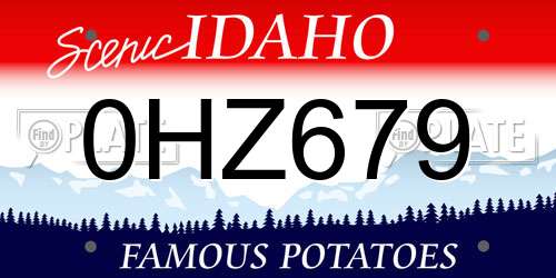 0HZ679 Idaho License Plate