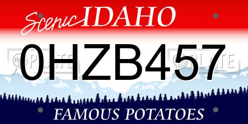 0HZB457 Idaho License Plate