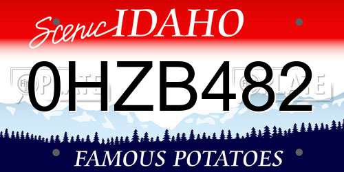 0HZB482 Idaho License Plate
