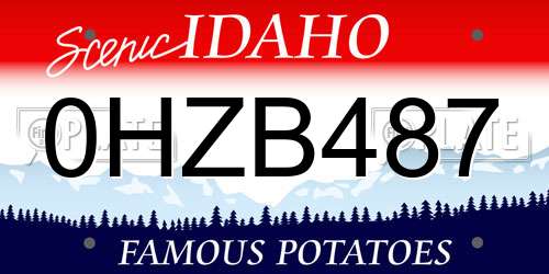 0HZB487 Idaho License Plate