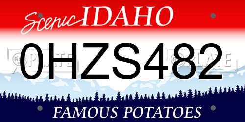 0HZS482 Idaho License Plate
