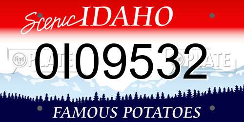 0I09532 Idaho License Plate