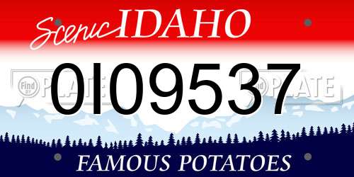 0I09537 Idaho License Plate