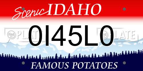 0I45L0 Idaho License Plate