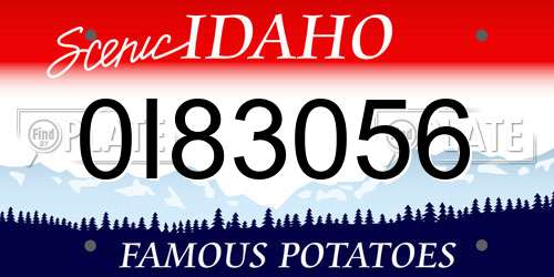 0I83056 Idaho License Plate