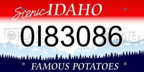 0I83086 Idaho License Plate