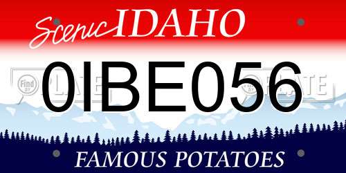0IBE056 Idaho License Plate