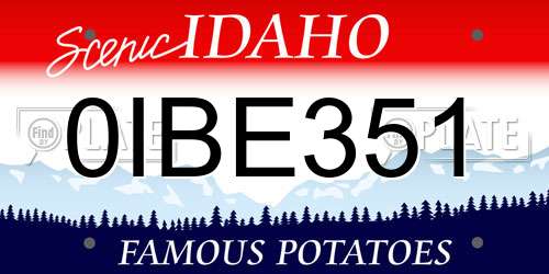 0IBE351 Idaho License Plate