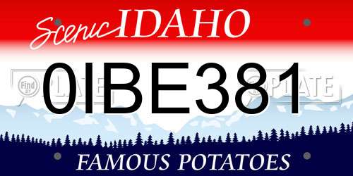 0IBE381 Idaho License Plate