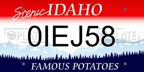 0IEJ58 Idaho License Plate