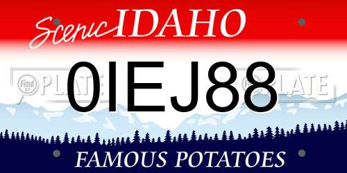 0IEJ88 Idaho License Plate