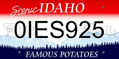 0IES925 Idaho License Plate