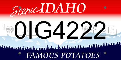 0IG4222 Idaho License Plate