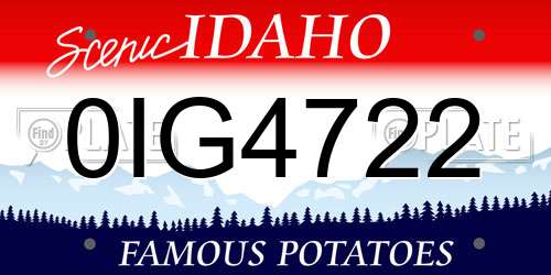 0IG4722 Idaho License Plate