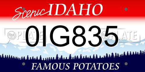 0IG835 Idaho License Plate