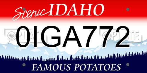 0IGA772 Idaho License Plate