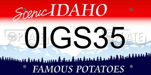 0IGS35 Idaho License Plate