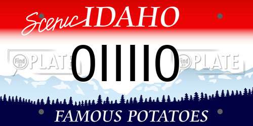 0IIII0 Idaho License Plate