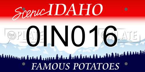 0IN016 Idaho License Plate