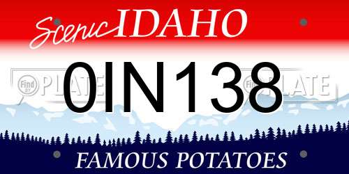 0IN138 Idaho License Plate
