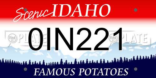 0IN221 Idaho License Plate