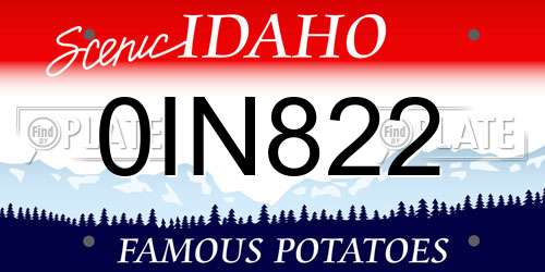 0IN822 Idaho License Plate