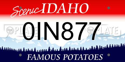 0IN877 Idaho License Plate