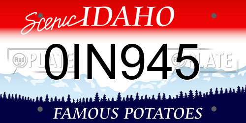 0IN945 Idaho License Plate