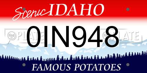 0IN948 Idaho License Plate