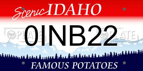 0INB22 Idaho License Plate