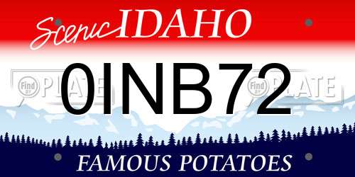 0INB72 Idaho License Plate