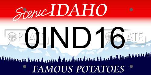 0IND16 Idaho License Plate