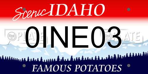 0INE03 Idaho License Plate